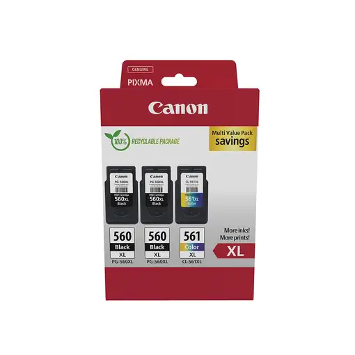 Canon 3712C009 cartucho de tinta 3 pieza(s) Original Alto rendimiento (XL) Negro,