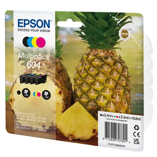 Epson 604 cartucho de tinta 4 pieza(s) Original Rendimiento estándar Negro, Cian,