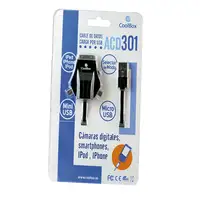 CoolBox ACD 301 cable USB 1 m microUSB/miniUSB/Apple iPhone Negro