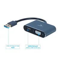 Gembird A-USB3-HDMIVGA-01 Adaptador gráfico USB 3840 x 2160 Pixeles Gris