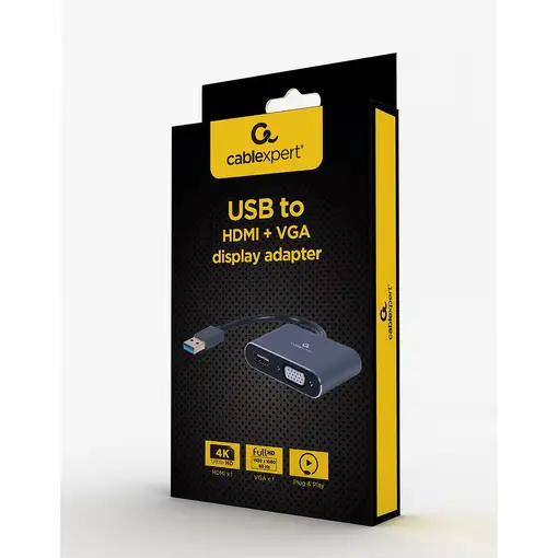 Gembird A-USB3-HDMIVGA-01 Adaptador gráfico USB 3840 x 2160 Pixeles Gris