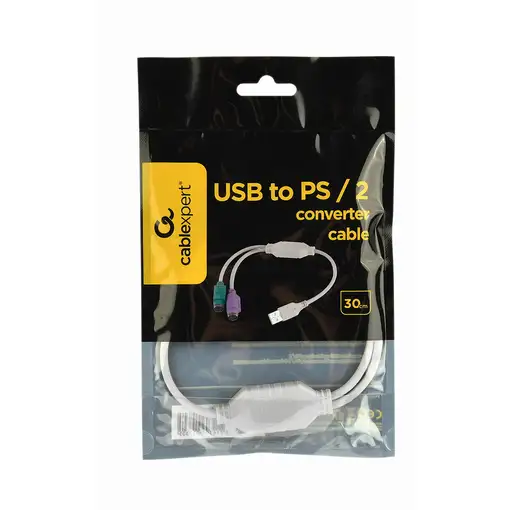 Gembird UAPS12 cable ps/2 0,3 m 2x 6-p Mini-DIN USB A Blanco