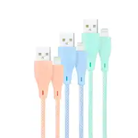 Nanocable 3 Cables Lightning a USB 2.0, Lightning/M-USB A/M, Mallados, Rosa, Azul
