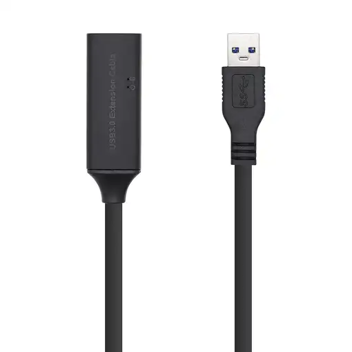 AISENS Cable USB 3.0 Prolongador con amplificador y alim., Tipo A/M-A/H, Negro, 15