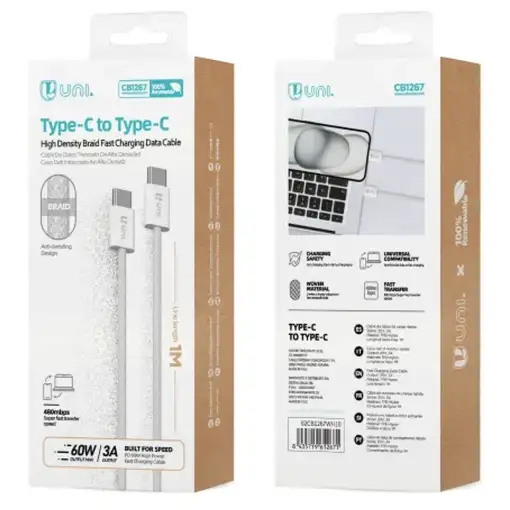 UNICO CB1267 cable USB 1 m USB C Blanco