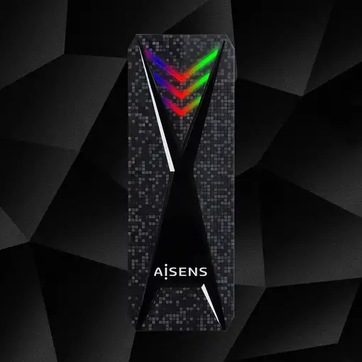 AISENS Caja Externa M.2 (NGFF) RGB Gaming ASM2-RGB013B NVMe a USB3.2 Gen2, Negra