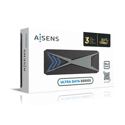 AISENS Caja Externa M.2 (NGFF) RGB Gaming ASM2-RGB013B NVMe a USB3.2 Gen2, Negra