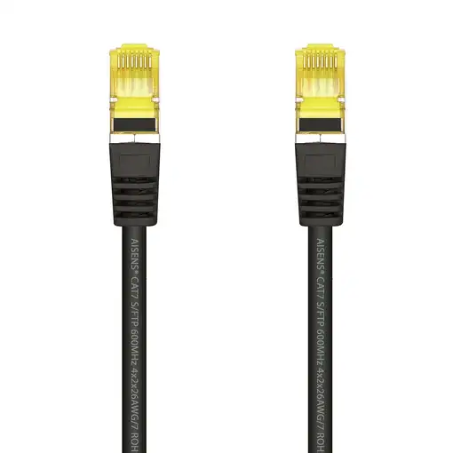 AISENS Cable De Red Latiguillo RJ45 LSZH Cat.7 600 MHz S/FTP PIMF AWG26, Negro, 0.