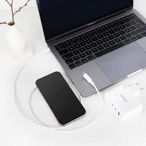 Nanocable Cable USB 2.0 3A, tipo USB-C/M-USB-C/M, Blanco, 1 m