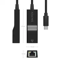 AISENS Conversor USB3.1 Gen1 USB-C a Ethernet Gigabit 10/100/1000 Mbps, Negro, 11