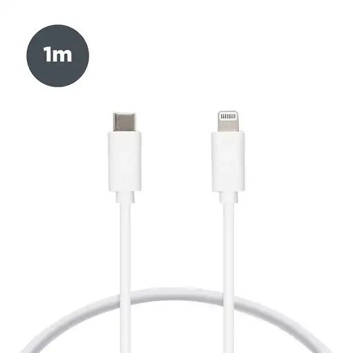 Ksix Cable de carga y datos USB-C a Lightning 20 W, Made For iPhone, 1 m, Blanco