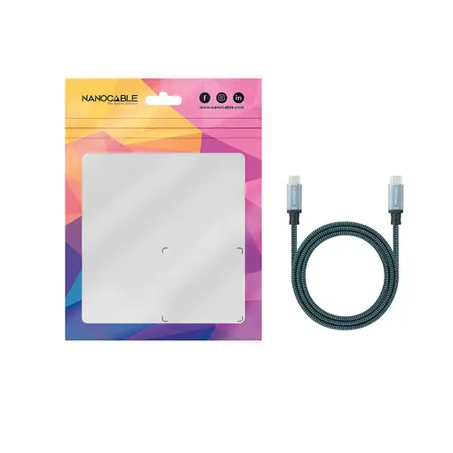 Nanocable Cable USB 3.1 Gen2 10Gbps 5A, 4K/60Hz, USB-C/M-USB-C/M, Gris/Negro, 0.5