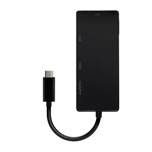 AISENS Conversor USB-C A DP/DVI/HDMI/VGA, USB-C/M-DP/H-DVI/H-HDMI/H-Vga/H, Negro,