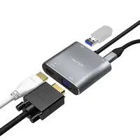 AISENS Conversor USB-C a VGA/HDMI 4K/USB3.0/USB-C PD, USB-C/M-VGA/H-HDMI/H-USB-A/H