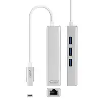 Nanocable Conversor USB-C a Ethernet Gigabit + 3xUSB 3.0, Plata, 15 cm