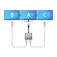 AISENS Conversor USB-C a 2XHDMI 4K SST MST/USB2.0/USB-C PD 60W, USB-C/M-2XHDMI/H-U