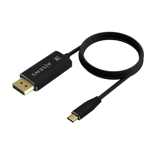 AISENS Cable Conversor Aluminio USB-C a Displayport 8K@60Hz, USB-C/M-DP/M, Negro,