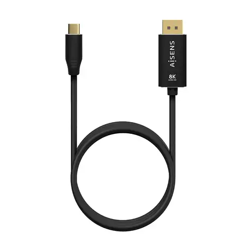 AISENS Cable Conversor Aluminio USB-C a Displayport 8K@60Hz, USB-C/M-DP/M, Negro,