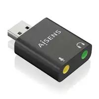 AISENS Conversor USB-A a Audio 48KHz, USB-A/M-2xJack 3.5/H, Negro