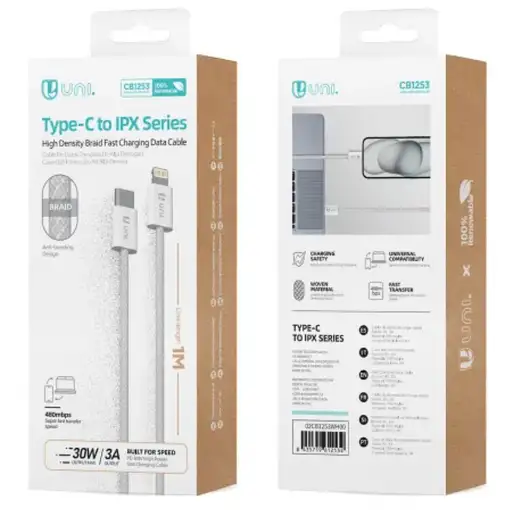 UNICO CB1253 cable de conector Lightning 1 m Blanco