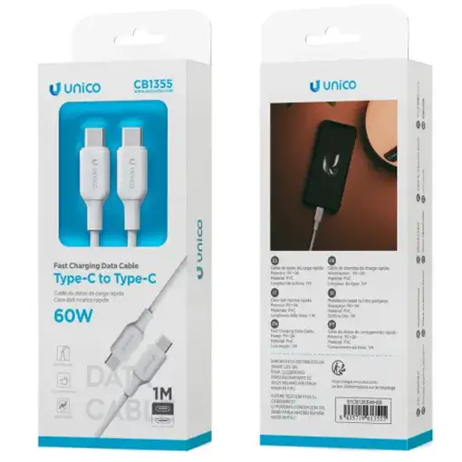 UNICO CB1355 cable USB 1 m USB C Blanco