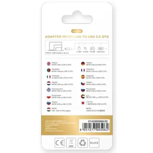 UNICO AD9506 cambiador de género para cable Micro-USB USB A Negro