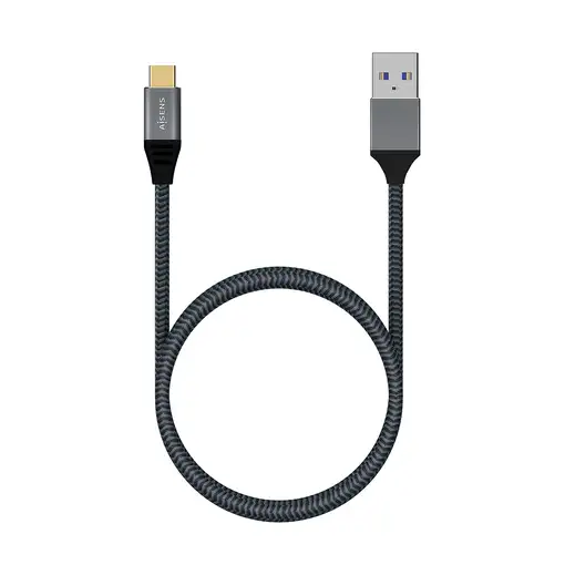 AISENS Cable USB 3.1 Gen2 Aluminio 10Gbps 3A, Tipo USB-C/M-A/M, Gris, 1.0M