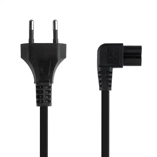 TooQ Cable de Alimentación Acodado CEE7/16/M-C7/H, Negro, 3 m