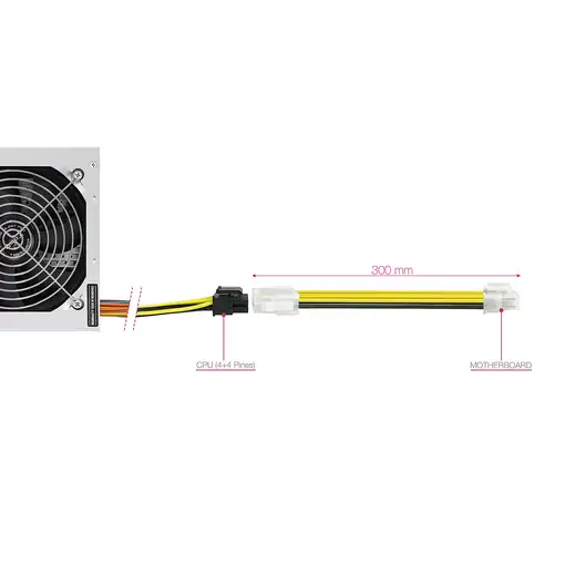 TooQ Cable de Alimentación Extensor para Fuentes de Alimentación, 8 Pines/H-4+4 Pi