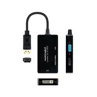 Nanocable Conversor DISPLAYPORT a HDMI/DVI/VGA, 20 cm, Negro
