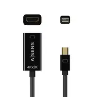 AISENS Conversor Mini DP V1.2 a HDMI V1.4 4K@30Hz, MDP/M-HDMI A/H, Negro, 15CM
