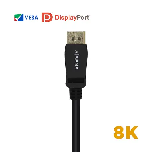 AISENS Cable Displayport Certificado V1.4 8k@60hz, DP/M-DP/M, Negro, 0.5m