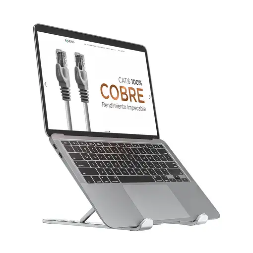 AISENS Soporte De Sobremesa Ajustable Para Portatil / Tablet, Plata