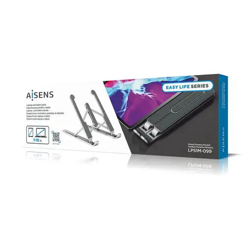 AISENS Soporte De Sobremesa Ajustable Para Portatil / Tablet, Plata