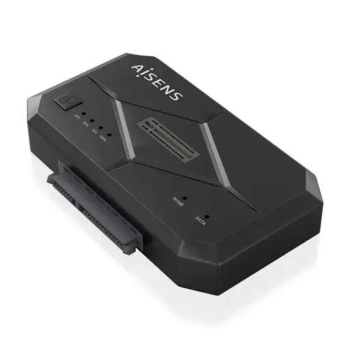 AISENS Estación de Docking SATA 2.5/3.5, M.2 NVMe a USB 3.0/3.1 Gen1, Clone, Negro