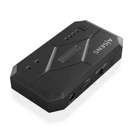 AISENS Estación de Docking SATA 2.5/3.5, M.2 NVMe a USB 3.0/3.1 Gen1, Clone, Negro