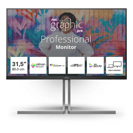 AOC U32U3CV pantalla para PC 80 cm (31.5") 3840 x 2160 Pixeles 4K Ultra HD LCD Neg