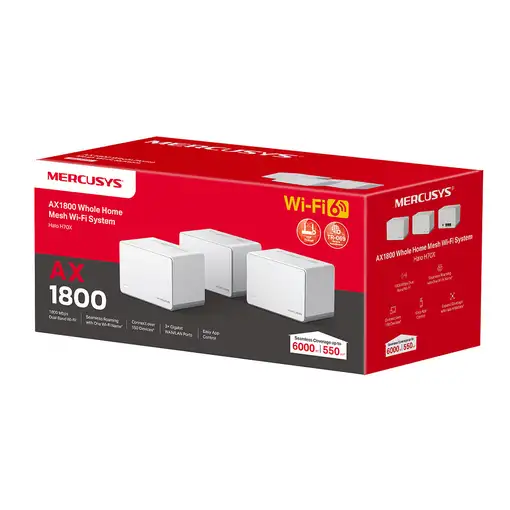 Mercusys Halo H70X (3-pack) Doble banda (2,4 GHz / 5 GHz) Wi-Fi 6 (802.11ax) Blanc