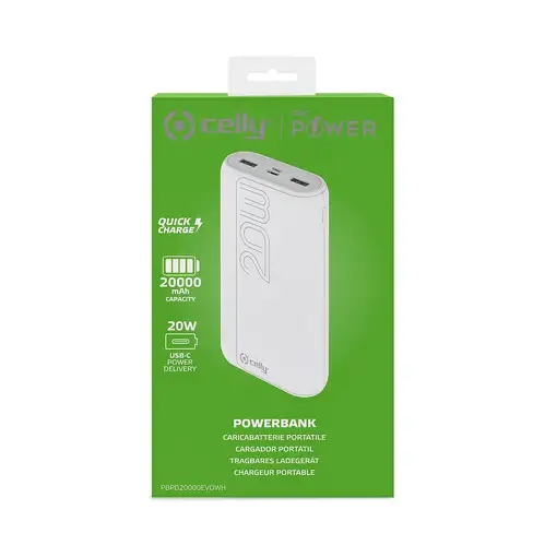 Celly PBPD20000EVOWH batería externa 20000 mAh Blanco
