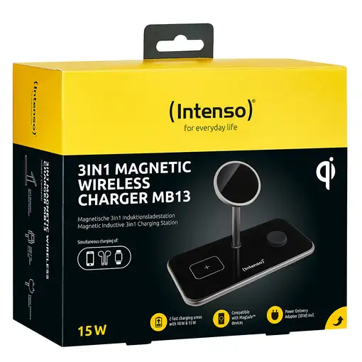 Intenso MB13 Auriculares, Smartphone, Reloj inteligente Negro USB Cargador inalámb