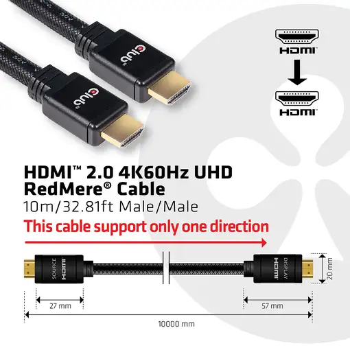 CLUB3D HDMI 2.0 4K60Hz RedMere Kabel 10 metros