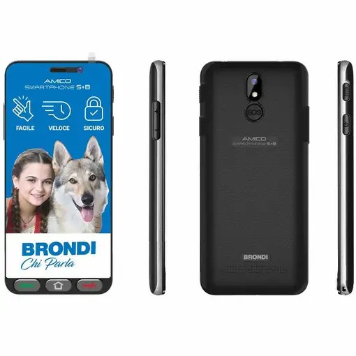 Brondi Amico Smartphone S+B Nero 14,5 cm (5.7") SIM doble Android 12 Go edition 4G