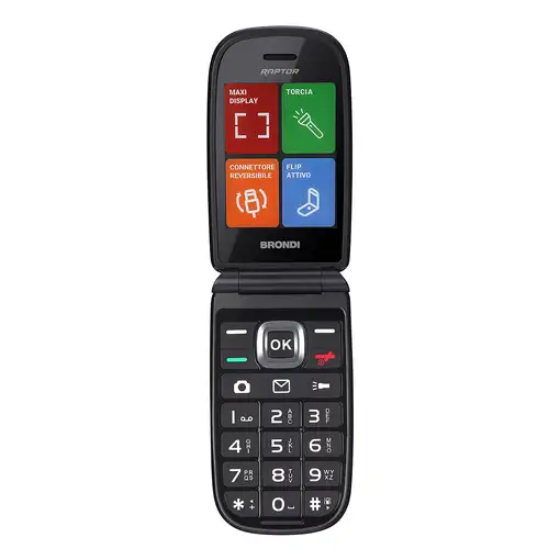 Brondi Raptor 7,11 cm (2.8") 106 g Negro, Metálico Teléfono para personas mayores