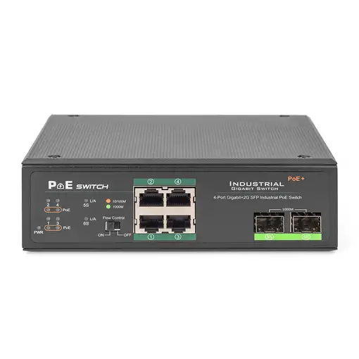Digitus Conmutador PoE de red Gigabit Ethernet de 4 puertos, industrial, no gestio