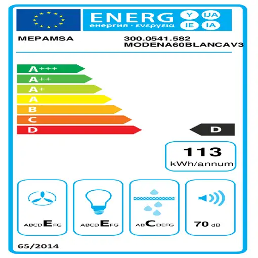 Mepamsa 300.0541.582 campana De pared Blanco 380 m³/h