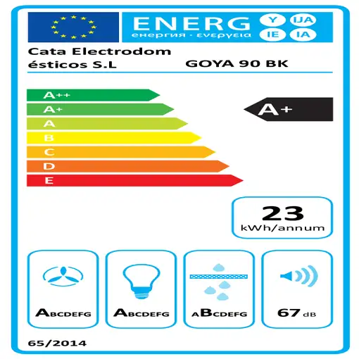 CATA Goya 90 De pared Negro, Gris 600 m³/h