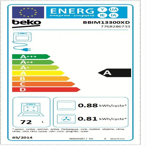 Beko BBIM13300XD horno 72 L Negro, Acero inoxidable
