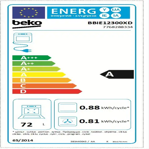 Beko BBIE12300XD horno 72 L Acero inoxidable