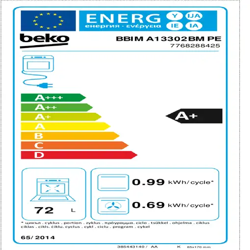 Beko b300 BBIMA13302BMPE 72 L 3300 W Acero inoxidable