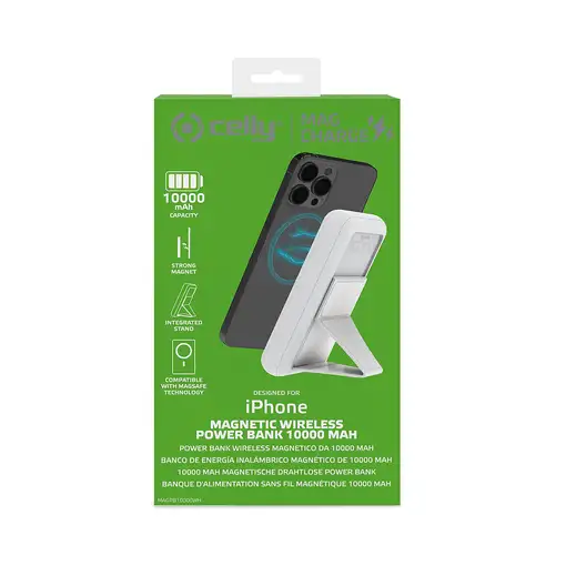 Celly MAGPB10000WH batería externa 10000 mAh Cargador inalámbrico Blanco